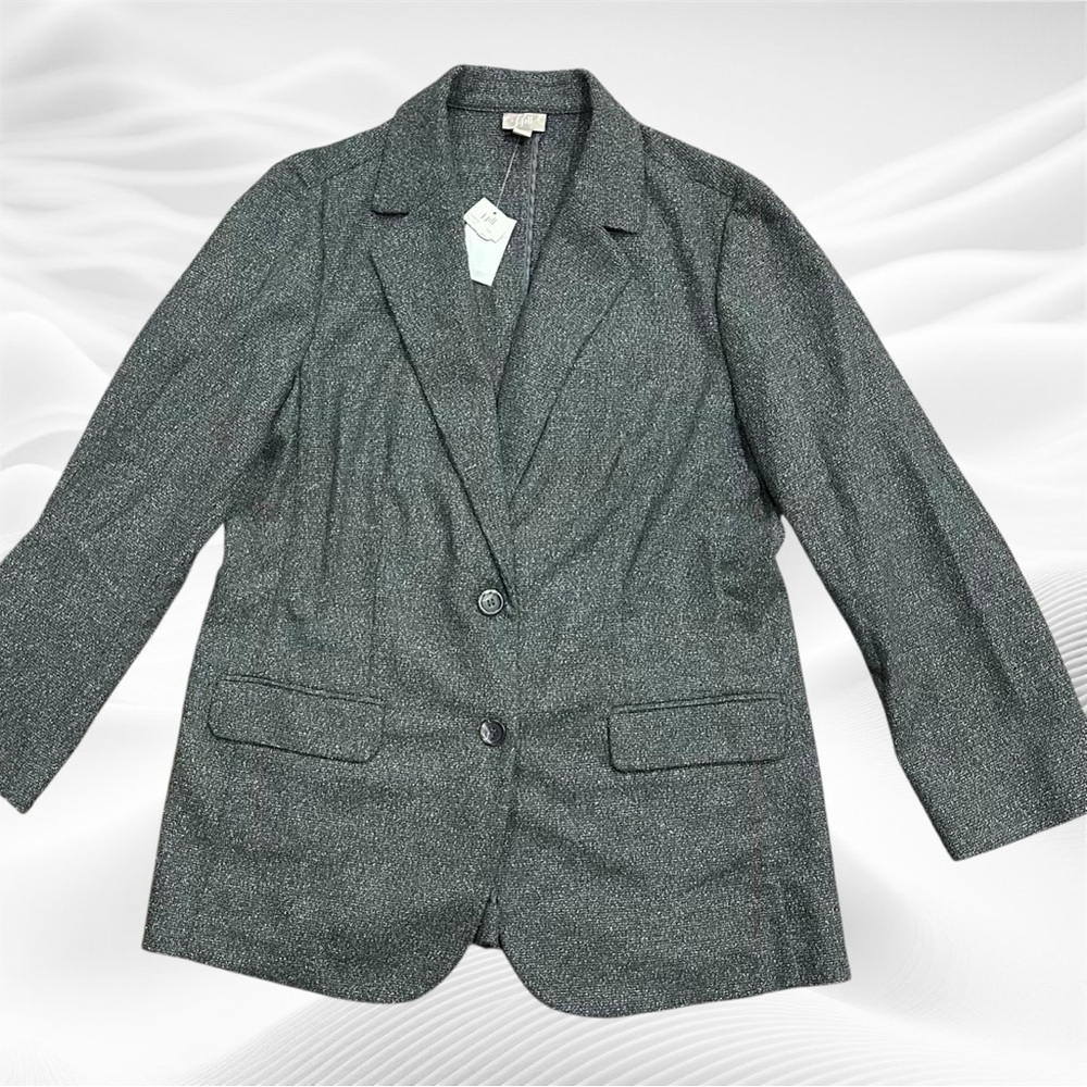 J Jill Wool Blend size Medium Blazer Jacket Gray Textured Career Workwear